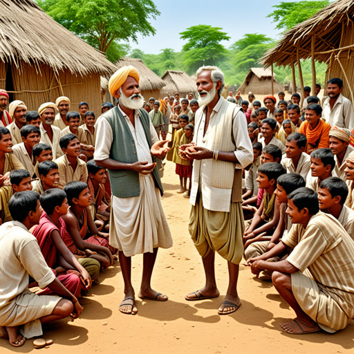 ਇਕ ਸਮੇਂ ਦੀ ਗੱਲ ਹੈ, ਇੱਕ ਸਮਝਦਾਰ ਰਾਜਾ ਸੀ ਜੋ ਇੱਕ ਵੱਡੇ ਰਾਜ 'ਤੇ ਰਾਜ ਕਰਦਾ ਸੀ। ਆਪਣੇ ਸ਼ਕਤੀ ਤੇ ਧਨ ਦੇ ਬਾਵਜੂਦ, ਉਹ ਹਮੇਸ਼ਾ ਆਪਣੇ ਲੋਕਾਂ ਕੋਲ ਨਿਮਰਤਾ ਦਿਖਾਉਂਦਾ ਸੀ। ਇੱਕ ਦਿਨ, ਇੱਕ ਯਾਤਰੀ ਰਾਜ ਤੇ ਪਹੁੰਚਿਆ, ਅਤੇ ਰਾਜਾ, ਬਿਨਾਂ ਹਿਚਕਿਚਾਹਟ ਤੋਂ, ਉਸਦੀ ਗੱਲਾਂ ਸੁਣੀਆਂ। ਯਾਤਰੀ ਨੇ ਜੀਵਨ ਵਿਚ ਨਿਮਰਤਾ ਦੀ ਮਹੱਤਤਾ ਬਾਰੇ ਗੱਲ ਕੀਤੀ। ਯਾਤਰੀ ਦੇ ਸ਼ਬਦਾਂ ਤੋਂ ਪ੍ਰੇਰਿਤ ਹੋ ਕੇ, ਰਾਜਾ ਨੇ ਗਰੀਬਾਂ ਲਈ ਇੱਕ ਨਿਮਰ ਸਕੂਲ ਬਣਾਉਣ ਦਾ ਫੈਸਲਾ ਕੀਤਾ, ਜੋ ਕਿ ਦਿਆਲੁਤਾ ਅਤੇ ਨਿਮਰਤਾ ਦੀ ਕੀਮਤ ਸਿਖਾਉਂਦਾ। ਇਸ ਤਰ੍ਹਾਂ, ਰਾਜੇ ਦੀ ਨਿਮਰਤਾ ਨਾ ਸਿਰਫ਼ ਉਸਦੇ ਜੀਵਨ ਨੂੰ ਬਦਲਦਾ ਹੈ ਪਰ ਬਹੁਤ ਸਾਰਿਆਂ ਦੇ ਜੀਵਨ ਨੂੰ ਵੀ।
