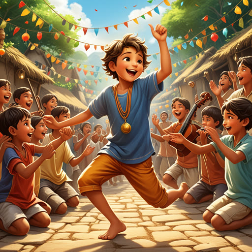 ਇੱਕ ਛੋਟੇ ਪਿੰਡ ਵਿੱਚ, ਇੱਕ ਸੰਗੀਤਕਾਰ ਸੀ ਜਿਸਦਾ ਨਾਮ ਰਵੀ ਸੀ। ਉਹ ਆਪਣੇ ਗਿਟਾਰ ਦੇ ਤੇਰਾਂ ਨੂੰ ਵੱਡੇ ਜਜ਼ਬੇ ਨਾਲ ਕੰਬਾਉਂਦਾ ਸੀ। ਇੱਕ ਦਿਨ, ਜਦੋਂ ਉਸਨੇ ਸੰਗੀਤ ਵਜਾਏ, ਤਾਂ ਇੱਕ ਜਾਦੂਈ ਧੁਨ ਦਰੱਖਤਾਂ ਵਿੱਚ ਵਾਈਬਰੇਟ ਹੋਈ, ਜਿਹੜੀਆਂ ਨੂੰ ਨੱਚਣ ਲਈ ਉਤਸ਼ਾਹਿਤ ਕੀਤਾ। ਪਿੰਡ ਵਾਸੀਆਂ ਨੇ ਉਸ ਧੁਨ ਦਾ ਪਿਛਾ ਕੀਤਾ ਅਤੇ ਇੱਕ ਵੱਡੇ ਓਕ ਦੇ ਦਰੱਖਤ ਦੇ ਹੇਠਾਂ ਇੱਕ ਲੁਕਿਆ ਖਜ਼ਾਨਾ ਲੱਭਿਆ, ਸਾਰੀ ਸ਼੍ਰੇਯ ਰਵੀ ਦੇ ਸੰਗੀਤ ਨੂੰ ਜ਼ਿੰਦਗੀ ਦੇ ਉਤਸ਼ਾਹ ਨਾਲ ਵਾਈਬਰੇਟ ਕਰਨ ਕਾਰਨ।